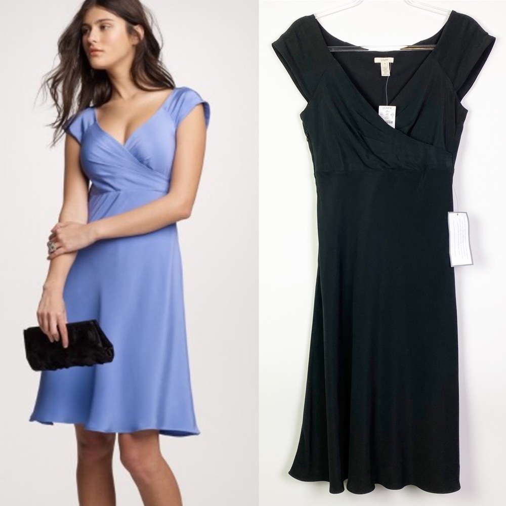 NWT J. Crew Cecelia Silk Dress Black